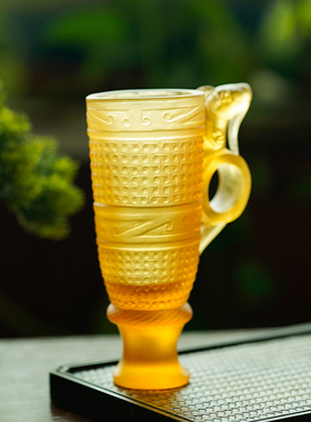 琉璃仿古羊角高脚杯家用桌面摆件