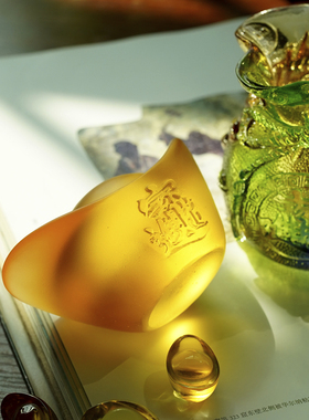 珍悦琉璃招财进宝金元宝摆件