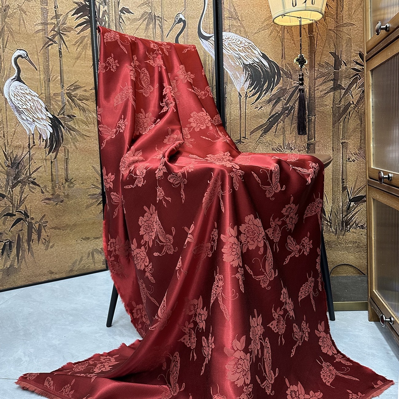 人丝棉蝶恋花提花服装面料 新中式马甲秋冬名族风外套棉服布料,淘宝优惠券,粉丝福利购,淘宝优惠卷