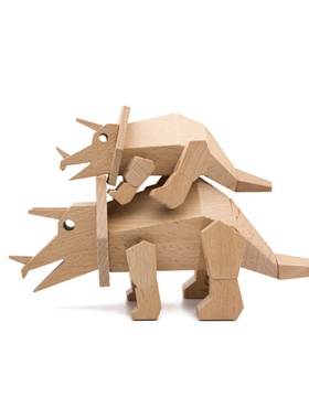 原木恐龙摆件生日礼物玩具