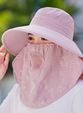 大帽檐保罗夏季新款女防晒遮阳帽户外遮脸采茶护脖防紫外线面罩