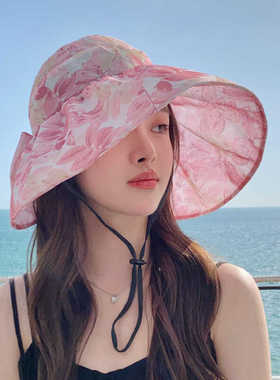 休闲防晒帽大沿花布夏季韩版