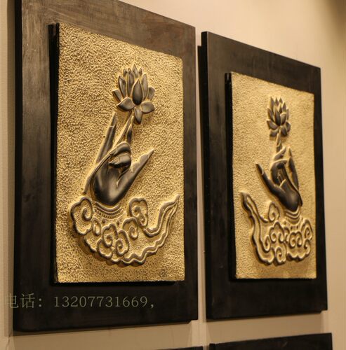 中式复古浮雕挂件壁饰禅意家居装饰画 工艺品招财佛手墙饰华手 - 图1