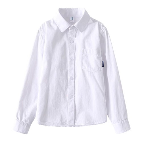 儿童白衬衫短袖纯棉男童女童寸衫班服白色衬衣夏季小学生长袖校服 - 图3