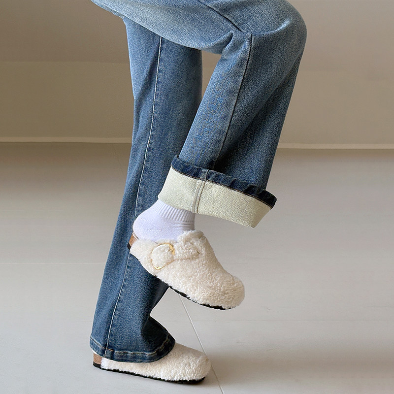 女童高腰磨毛牛仔裤25秋冬新款中大童显瘦紧身弹力微喇叭裤小个子,淘宝优惠券,粉丝福利购,淘宝优惠卷