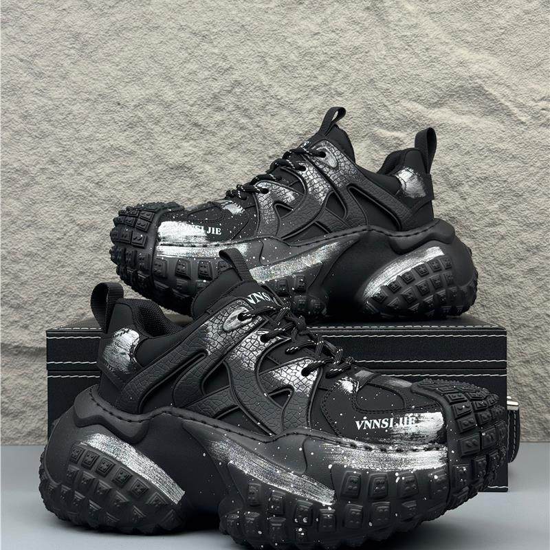 欧洲站男鞋2025秋冬新款轮胎底增高老爹鞋潮流擦色时尚休闲运动鞋,淘宝优惠券,粉丝福利购,淘宝优惠卷