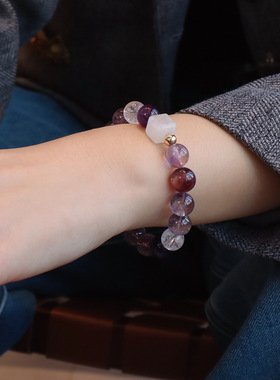 新中式多宝天然紫水晶串珠高级感手串女原创设计九紫离火串珠手链