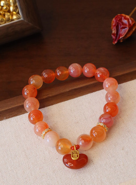 2026年新款天然糖心玛瑙手链新中式国风设计款显白串珠手串吊坠款