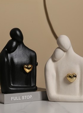 创意艺术白瓷陶瓷人物摆件玄关书房装饰酒店客厅家居样板房工艺品