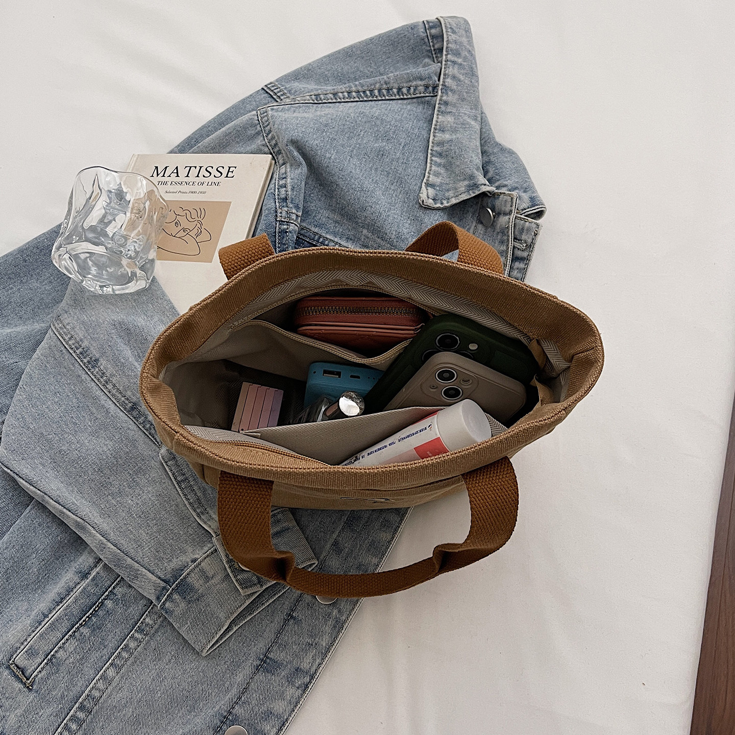 质感复古帆布手拎小包包女上班通勤手提袋日韩时尚小众百搭托特包,淘宝优惠券,粉丝福利购,淘宝优惠卷