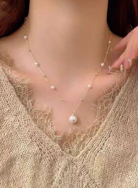 S925纯银满天星珍珠项链锁骨链