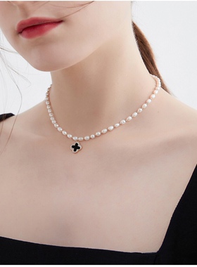 天然淡水珍珠项链女百搭锁骨链小众设计夏网红巴洛克吊坠颈链