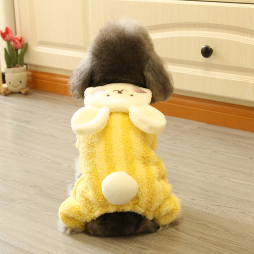 狗狗衣服秋冬竖条绒小熊加厚套装比熊泰迪小狗四脚衣宠物衣服冬款 - 图1