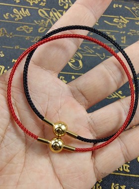 2.5mm圆球形按扣防水钢丝绳手链 3mm粗情侣红手绳穿3D珠子转运珠