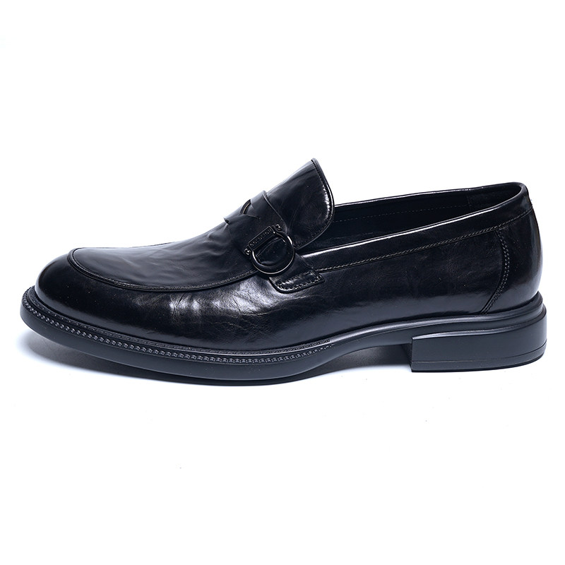 Goldlion hand-scratch pattern business casual leather shoes for men
