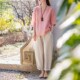 ໂສ້ງຂາຍາວສີແຂງແບບທຳມະດາທີ່ມີແອວ elastic