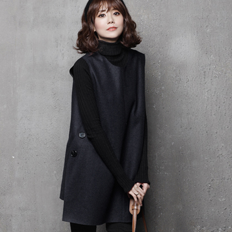 高级感背心裙女秋冬季新款气质高端宽松毛呢马甲裙春无袖连衣裙子 - 图1