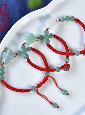 明杨女翡翠无民族风玉兔红绳女