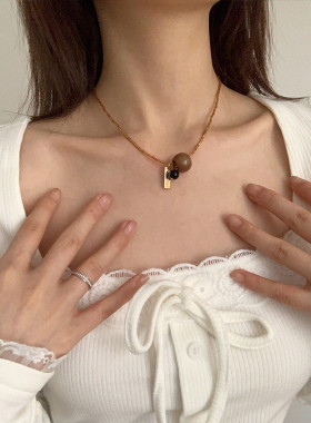 复古时尚可移动天然石珠项链