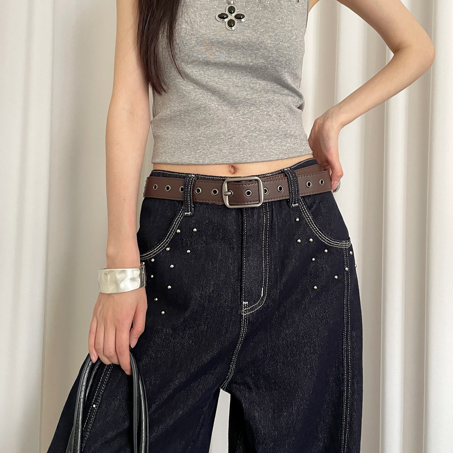 美式白色宽版腰带女士2025新款百搭设计感皮带配裙子牛仔裤带配饰,淘宝优惠券,粉丝福利购,淘宝优惠卷