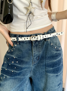 Y2K千禧风撞色波点细款腰带女
