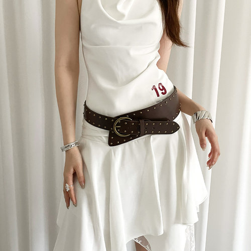 2026新款重工朋克风铆钉宽腰带女配裙子牛仔裤腰封小众皮带配饰潮 - 图1