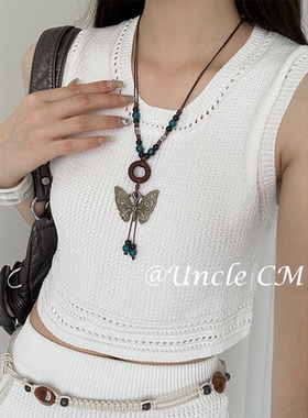 复古民族风蝴蝶长款项链女