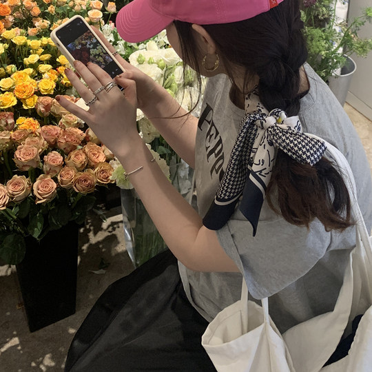 丝巾发带女绑发飘带领巾扎头发丝带复古法式高级感头巾夏季头巾