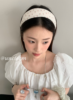 韩系高颅顶碎花宽边发箍女