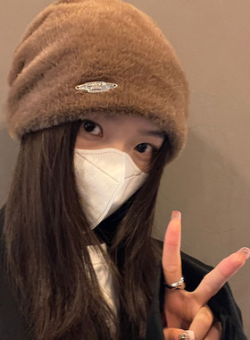 韩版女秋冬毛线帽保暖
