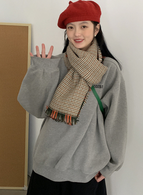 双面格子围巾女2026冬季