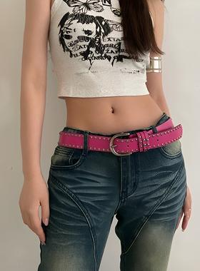 女嘻哈PU韩版柳钉腰带个性