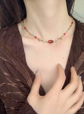 宝石串珠项链高级感轻奢女款