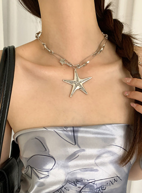 设计感别针星星海星吊坠项链女