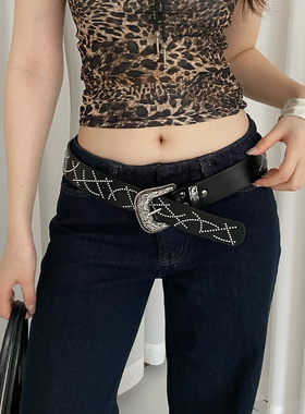 美式复古y2k黑色腰带女款