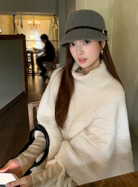韩系不规则流苏针织披肩斗篷女