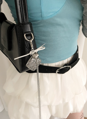 银色编织镂空爱心蝴蝶结项链女