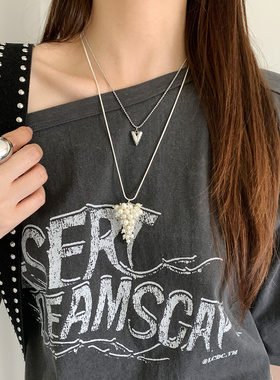 韩系高级感葡萄串珠吊坠项链女