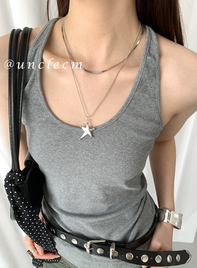 高级感双层叠戴星星项链女款