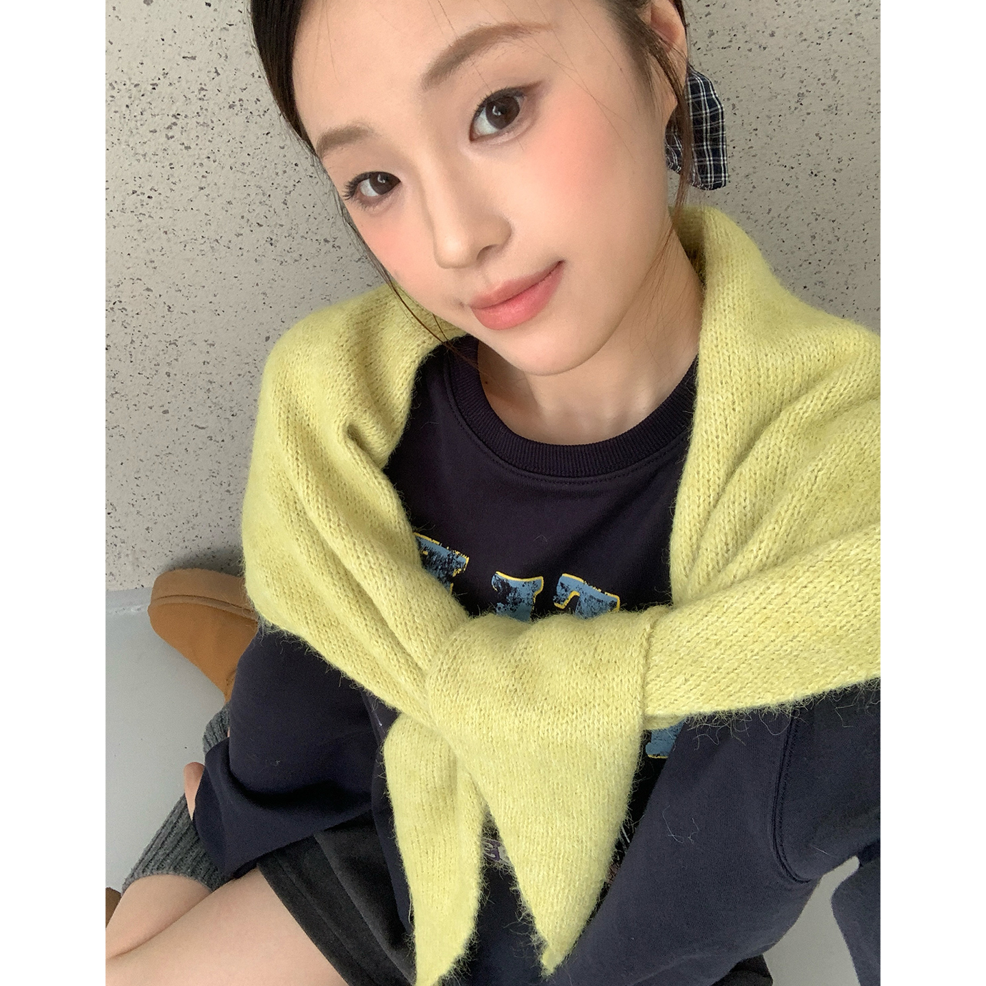 含羊毛纯色针织三角巾披肩女秋冬季韩系百搭多功能保暖护颈小围巾,淘宝优惠券,粉丝福利购,淘宝优惠卷