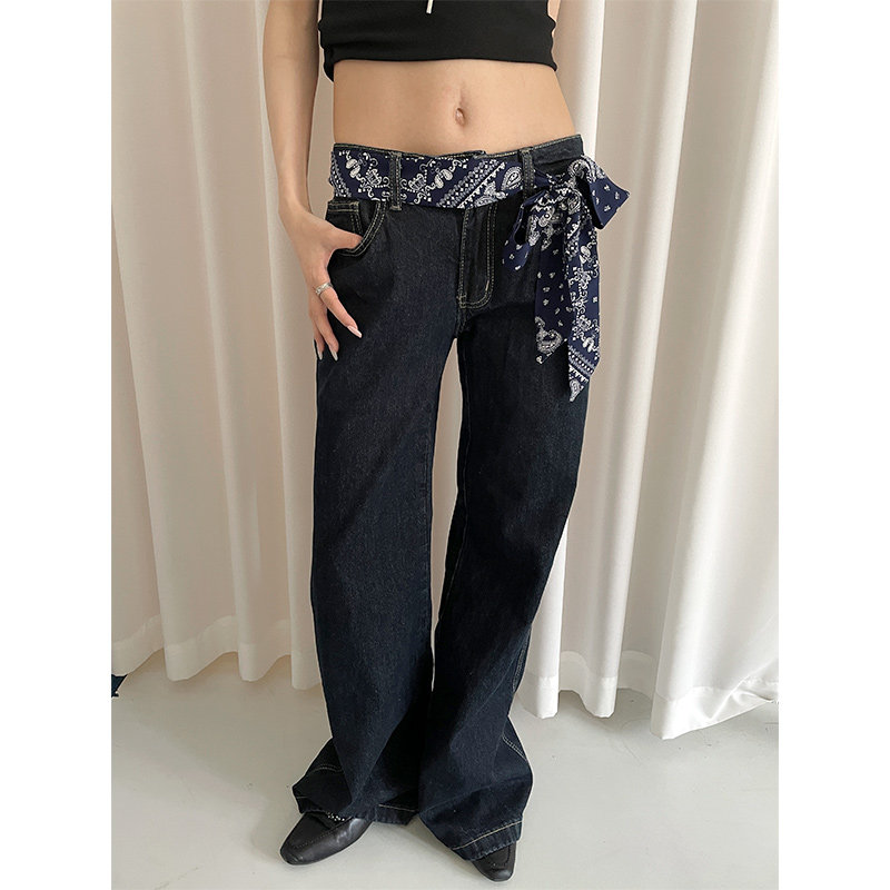 复古腰果花丝巾腰带女裙子牛仔裤链配饰设计感小众长条皮带装饰潮