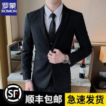 Romonsuit suit mens Han version sashimi jacket groom wedding gown business career positive dress small suit man