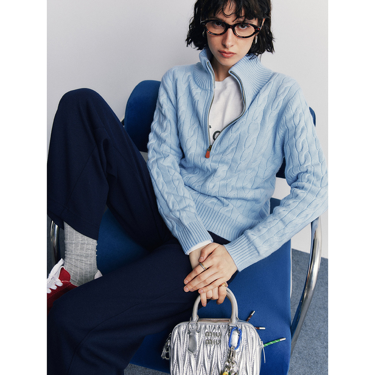 【高级知识分子】绵羊毛+山羊绒 老钱风穿搭半拉链绞花针织衫毛衣,淘宝优惠券,粉丝福利购,淘宝优惠卷