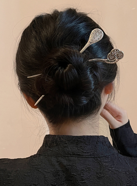 发簪合金古典优雅仿古银如意簪子