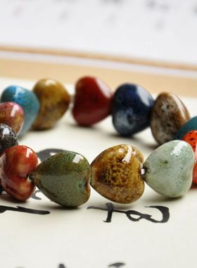 多彩爱心陶瓷复古手链