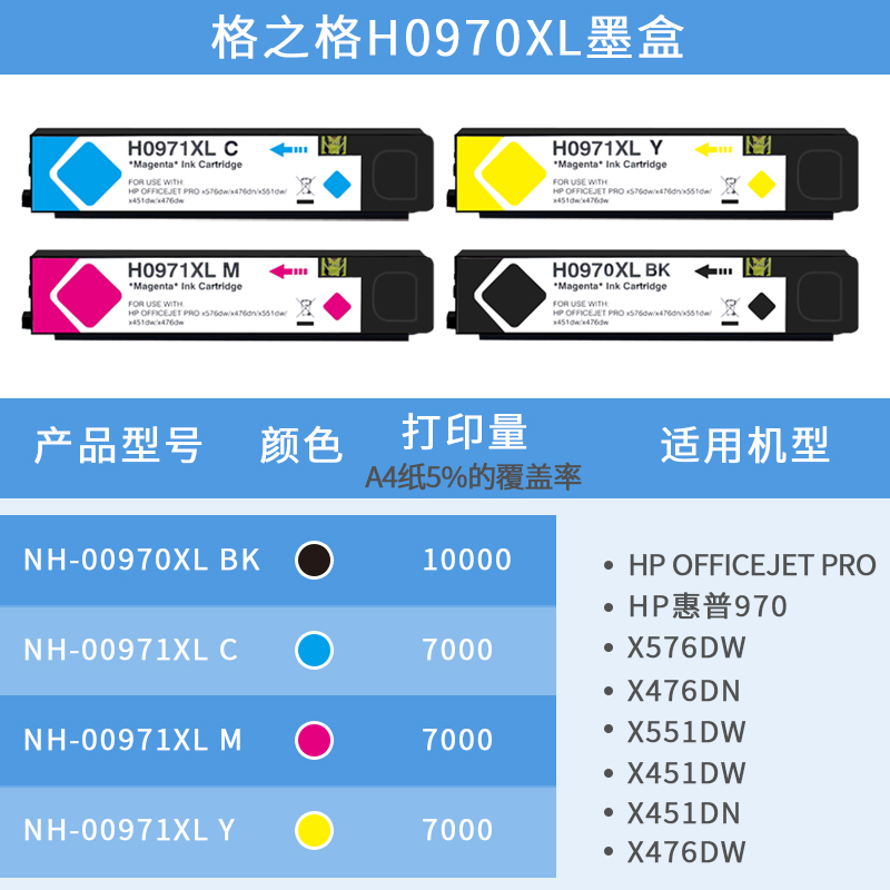 格之格适用hp970xl墨盒 X451dn X451dw X551 X476dw576 971xl墨盒-图1