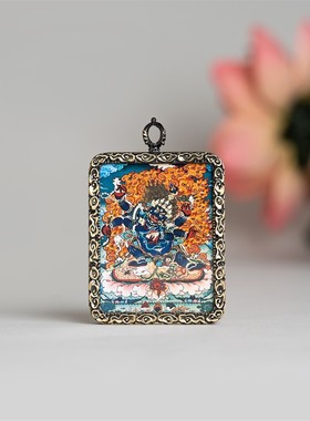 扎基拉姆普贤菩萨西藏小唐卡吊坠绿度母大黑天黄财神大势至项链