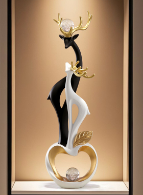 创意招财鹿入门玄关旺宅摆件