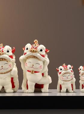 入户玄关年年有余招财猫摆件