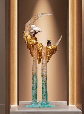 流水假山风水摆件客厅入户门玄关壁龛过道办公室轻奢高档景观新居